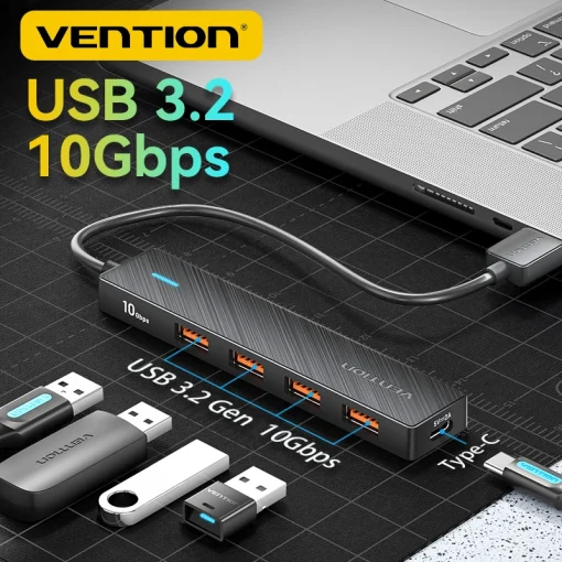 Новинка Vention USB 3.2 Gen2, хаб на 5 портов, сплиттер 10 Гбитс, USB A и C, многопортовый адаптер, аксессуар для расширения ноутбука, настольного ПК