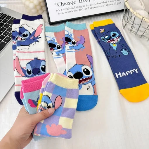 Новые дизайнерские, длинные мужские носки Stitch, милые женские носки