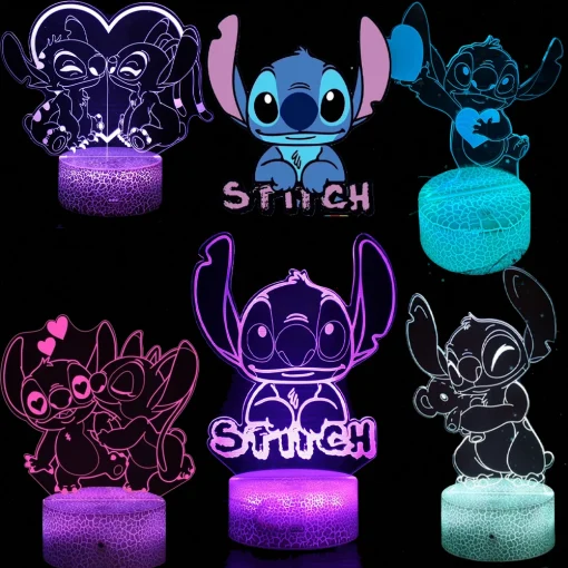 Ночник Stitch 3D, 16 цветов, пульт ДУ