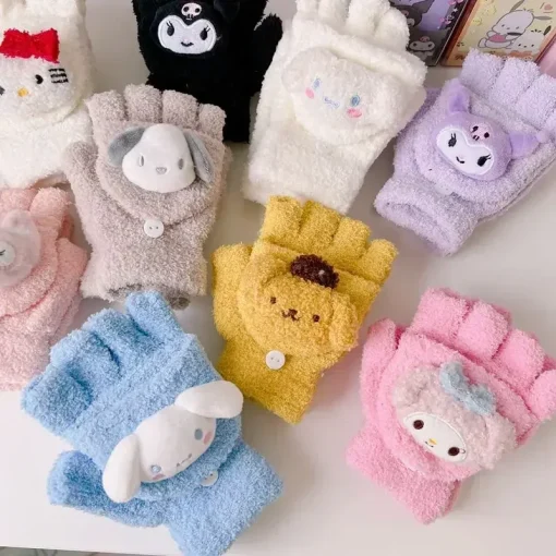 Перчатки с Куроми от Sanrio для детей, милые теплые перчатки без пальцев в стиле Y2k