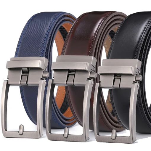 Ремень Click Belts для мужчин от люксового бренда, с автоматической застежкой из натуральной кожи