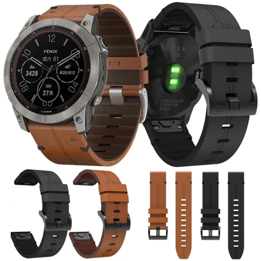 Ремешок 22 26мм QuickFit из кожи для часов Garmin