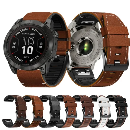 Ремешок из силикона и кожи для Garmin Fenix