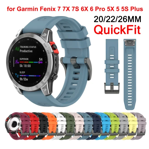 Ремешок силиконовый для Garmin fenix 7X 7 7S 6 6X Pro 5X 5S Plus 3HR 945 935