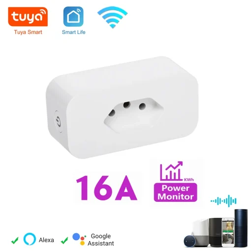 Розетка умная Wi-Fi Tuya 16А, бразильская