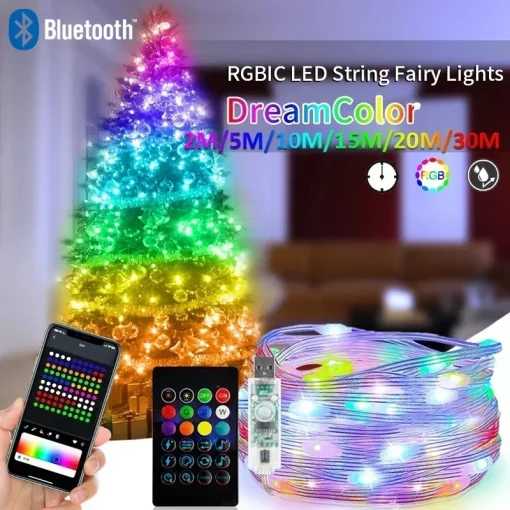 Светодиодная лента Dreamcolor RGBIC, водонепроницаемая, Bluetooth, умная, для вечеринок, Рождества