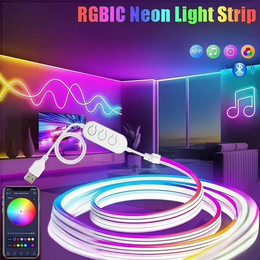 Светодиодная лента RGBIC Neon 5 В с управлением Bluetooth для дома