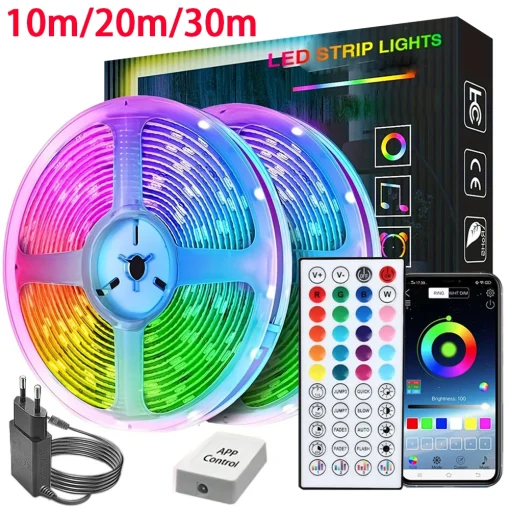 Светодиодные ленты для комнаты, музыкальная синхронизация, RGB, 10м, 20м, 30м