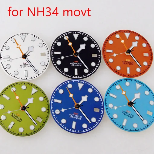 Светящийся мастер циферблат часов 29 мм для NH34 GMT SEIK Movt Diver Mod Watch Parts Orange Snow Flake Hand