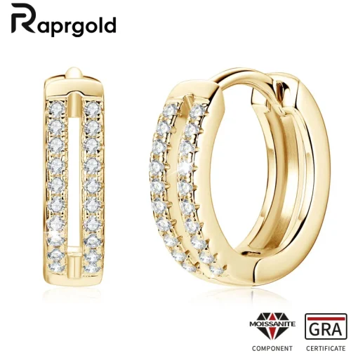 Серьги-кольца RAPRGOLD GRA с муассанитом 925 пр.