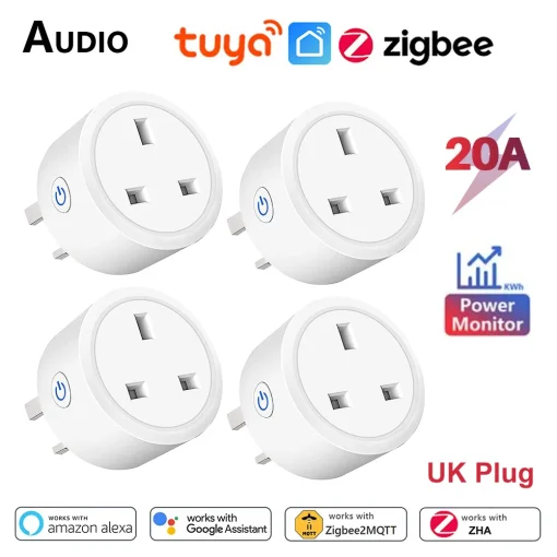 Умная розетка Tuya Zigbee UK, 20 А, с монитором энергии