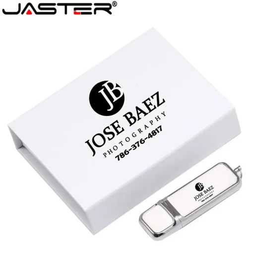 Цветная печать логотипа на коже JASTER, USB 2.0, флешки