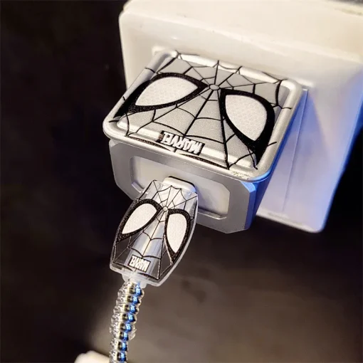 Чехол для кабеля для зарядки Кабель USB для Spiderman Silver Charger